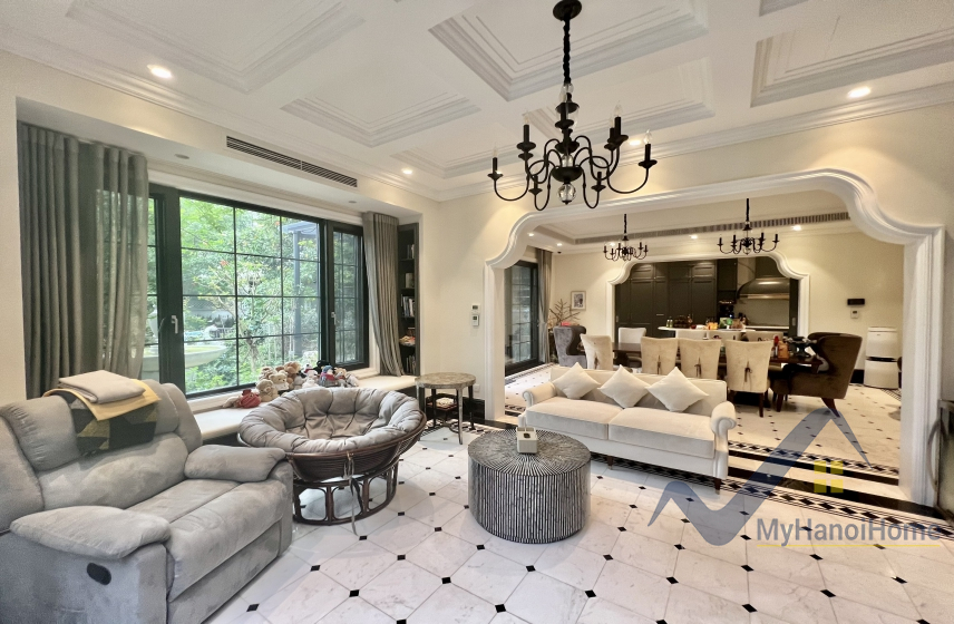 Biệt thự cho thuê Vinhomes Riverside đơn lập nội thất Indochine 10