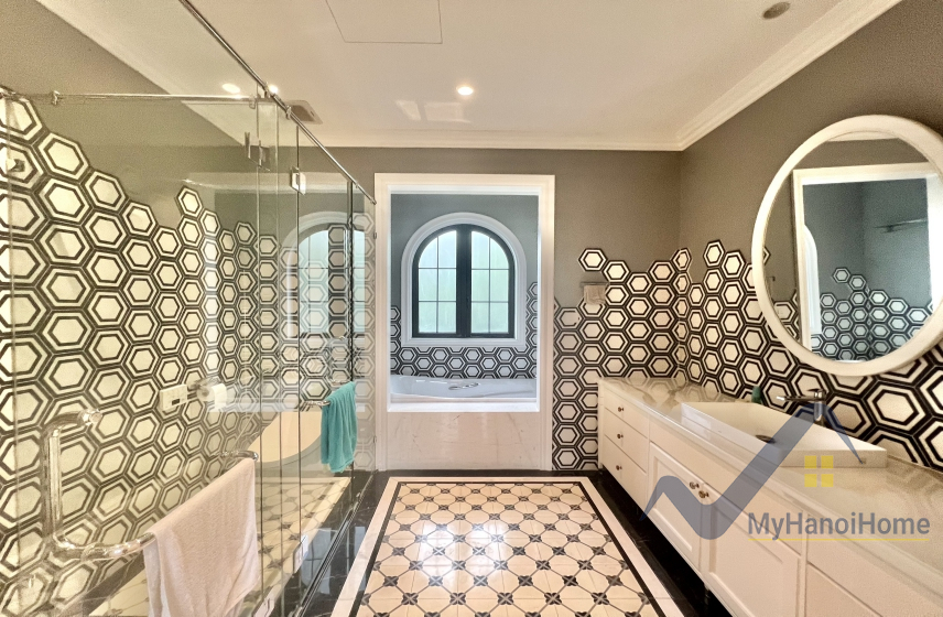 Biệt thự cho thuê Vinhomes Riverside đơn lập nội thất Indochine 19