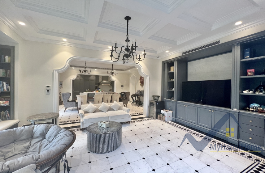 Biệt thự cho thuê Vinhomes Riverside đơn lập nội thất Indochine 9